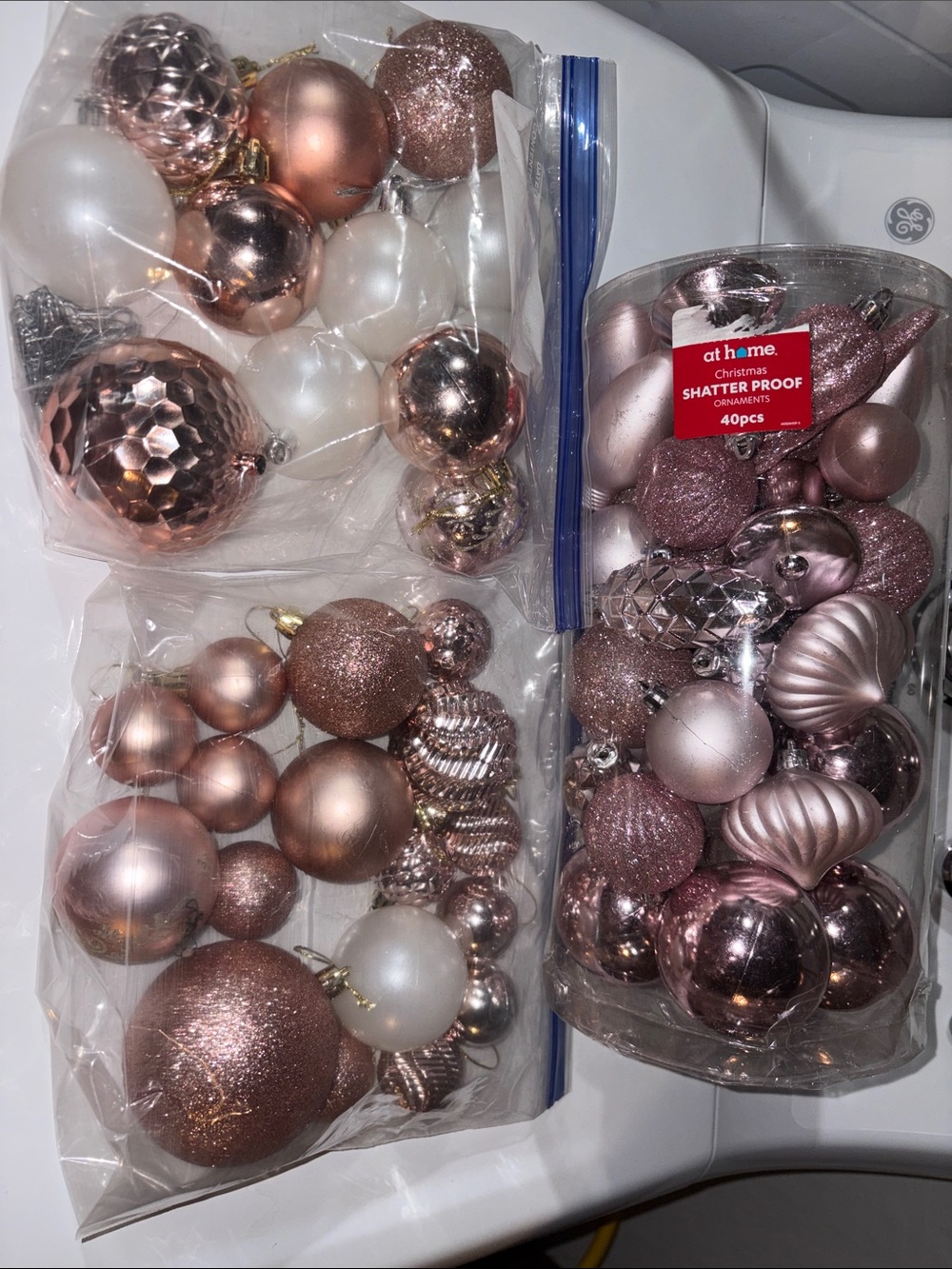 Pink & Rose Gold Christmas Ornaments